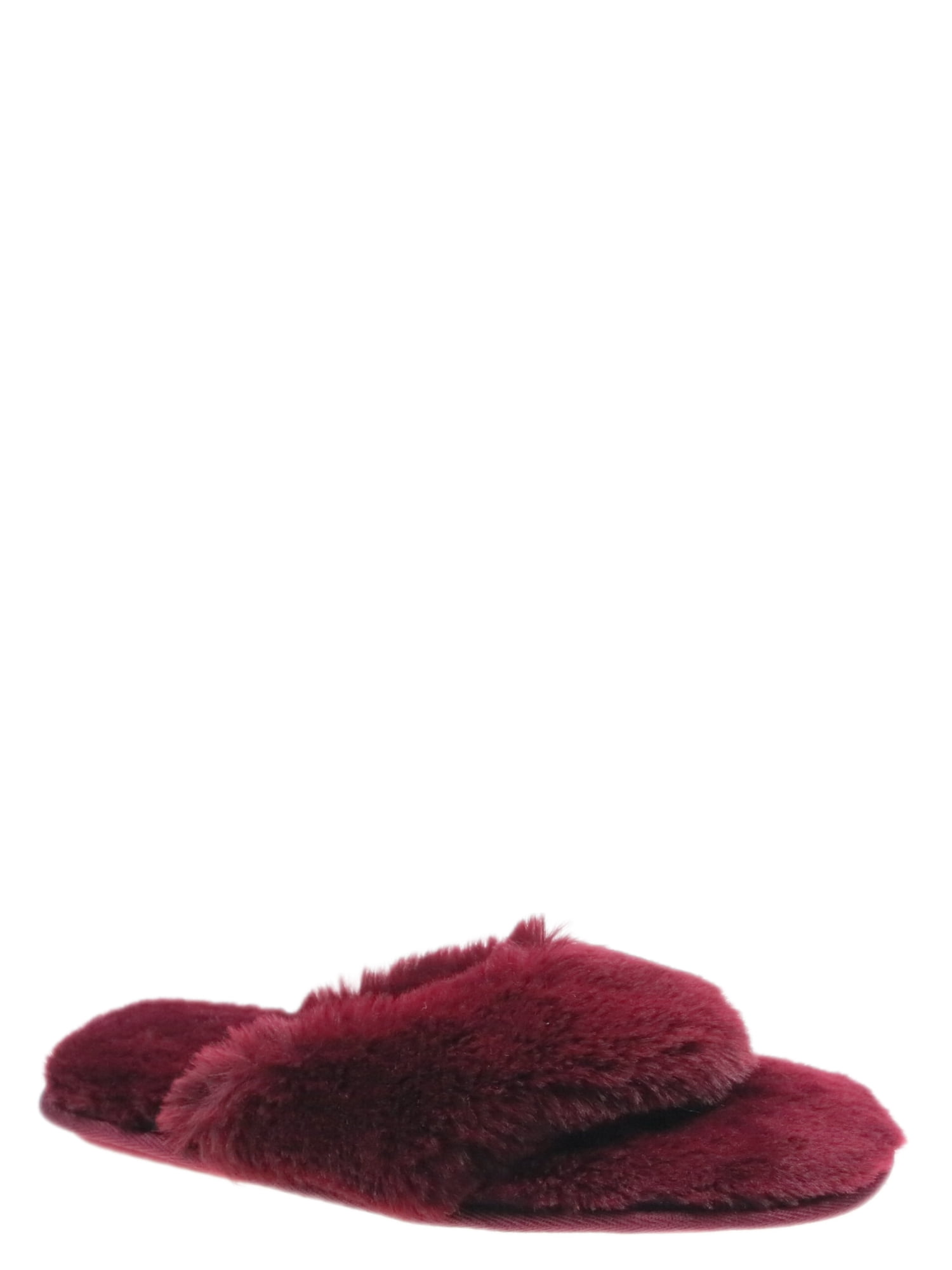Joyspun Women's Faux Fur Thong Slippers