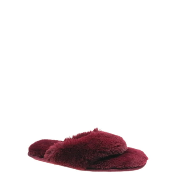 Joyspun Women's Faux Fur Thong Slippers