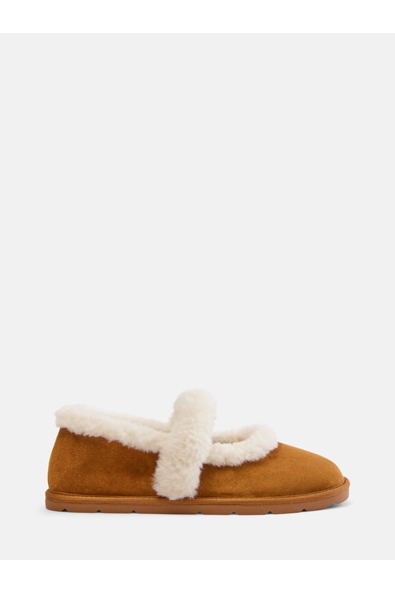 Women's Faux Fur Mary Jane Ballet Slippers