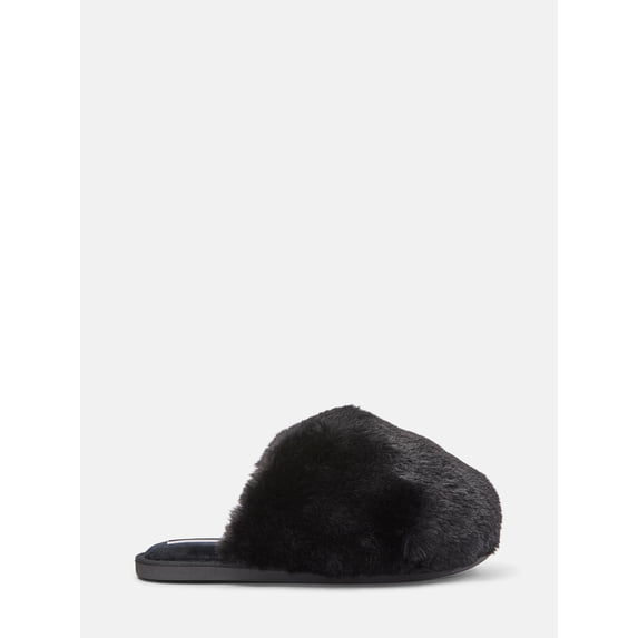Joyspun Women’s Faux Fur Puff Scuff Slippers