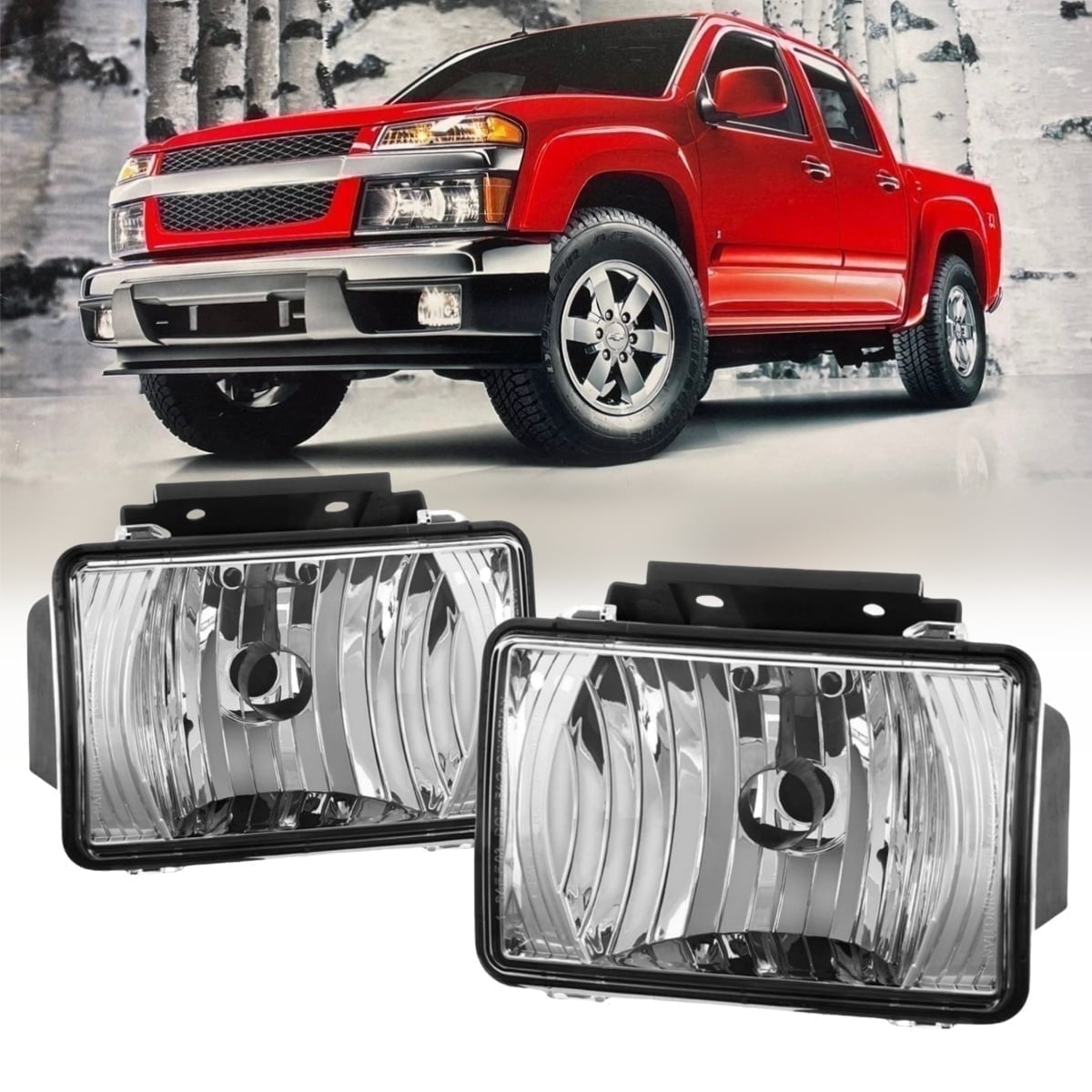 W&JWN Fog Lights Fit for 2004-2012 Chevy Colorado /GMC Canyon/ 06-08 Isuzu i-Series Driving Fog Light Assembly Replacement Left & Right Side , W/Bulbs, Clear Lens