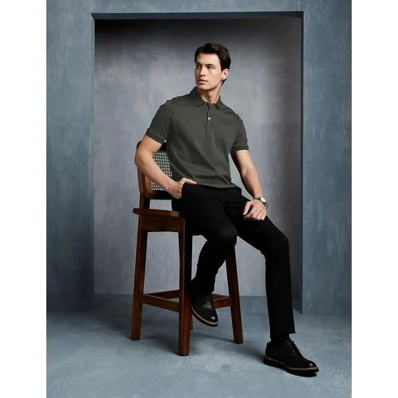 W K Clothing Men's Henna Green Solid Polo Collar T-Shirt Short Sleeves Plain Regular Fit