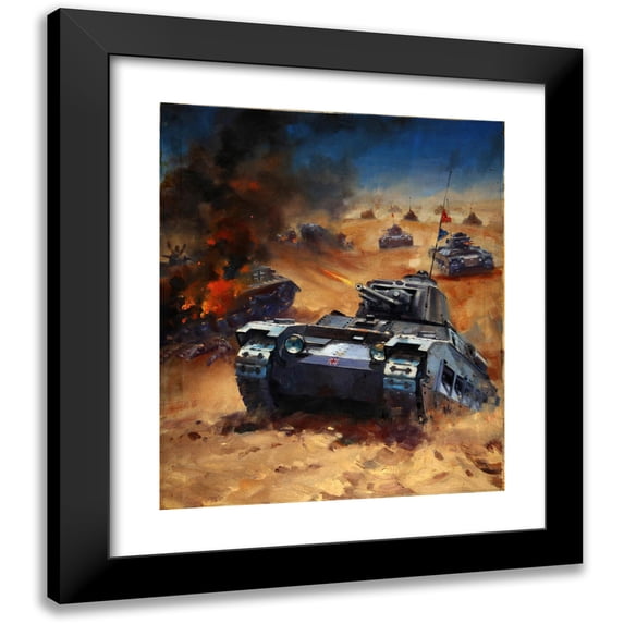 W Krogman 15x17 Black Modern Framed Museum Art Print Titled - Tank Battle (Between 1939 and 1946)