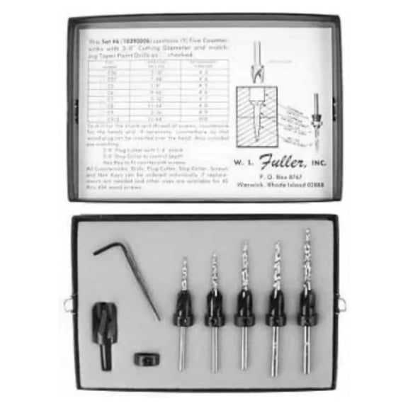 W.L. Fuller 10390006 No. 6 Countersink / Taper Drill Bit Set for #5 to #9 Screws
