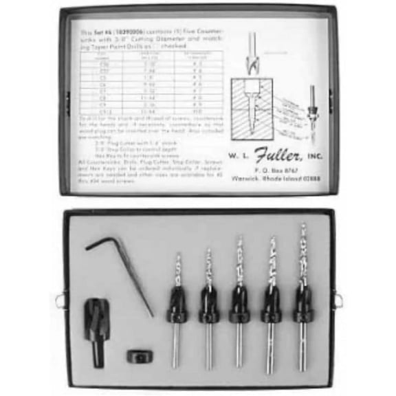 W.L. Fuller 10390006 No. 6 Countersink / Taper Drill Bit Set for #5 to #9 Screws