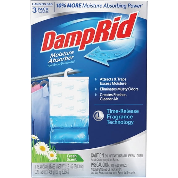 W M Barr Damp Rid 3 Pack 15.4 OZ Closet Freshener Fresh Scent Moisture Abso