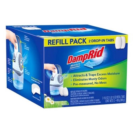 W M Barr DampRid 2 Count 15 OZ Moisture Absorber Refillable Drop In Tab Att