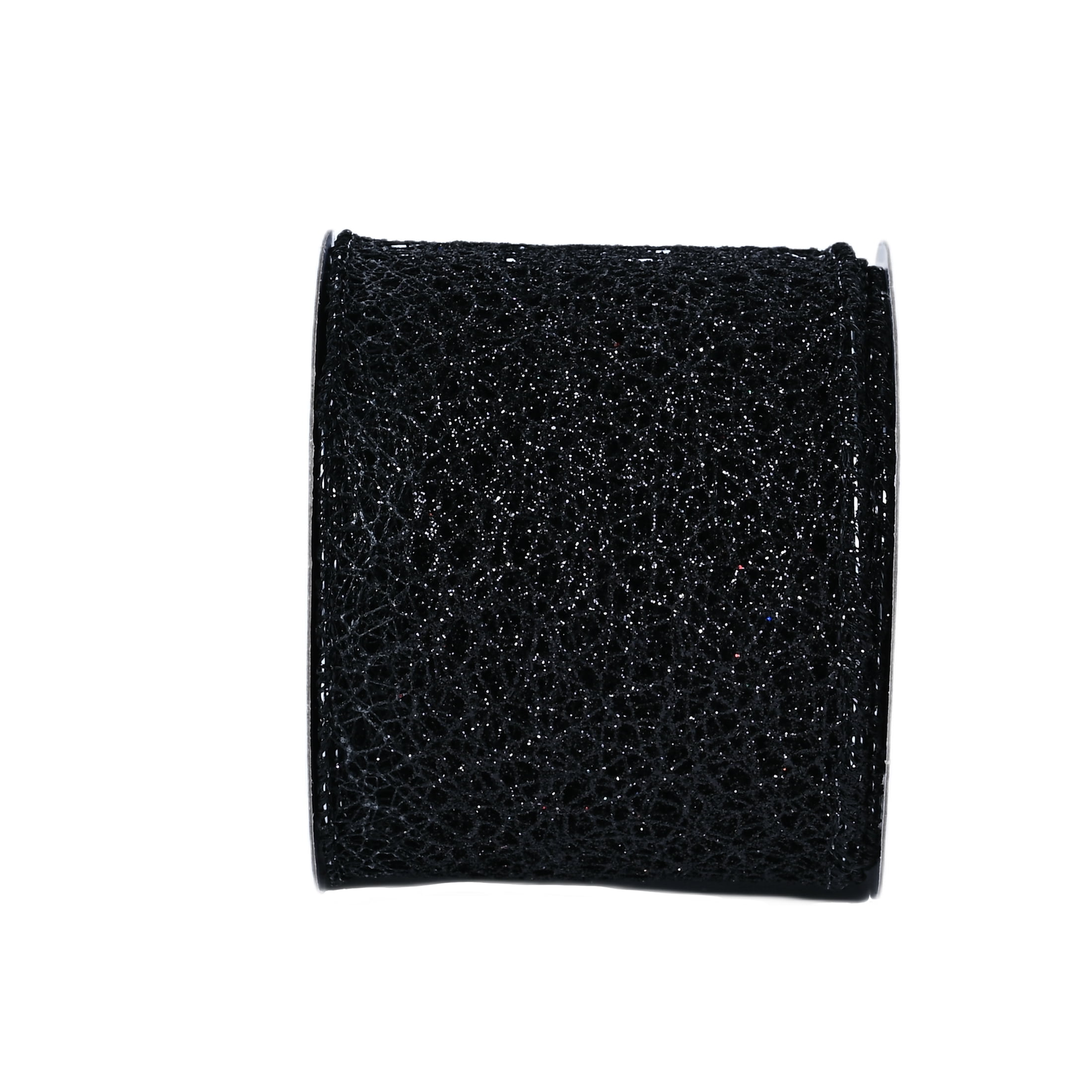 Gwen Studios 2.5" Black Glitter Wire Ribbon, 3 yards