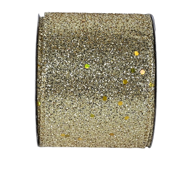 Gwen Studios 2.5" Metallic Gold Wire Ribbon, 3 yards
