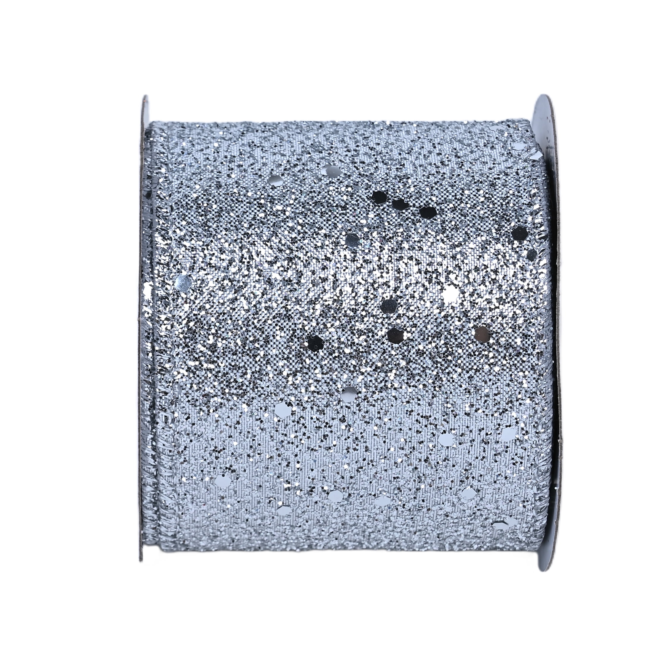 Gwen Studios 2.5" Metallic Silver Wire Ribbon, 3 yards