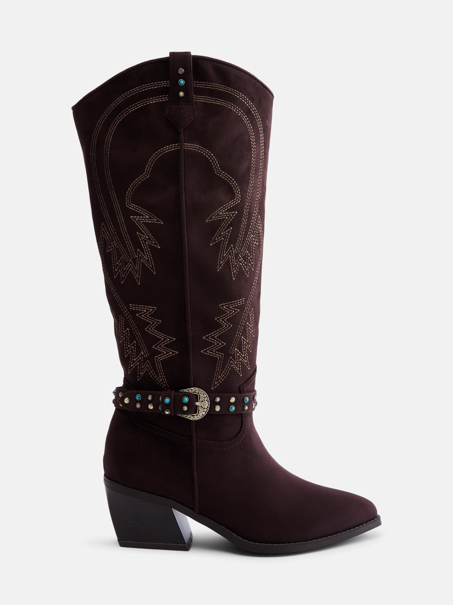 Madden NYC Women's Faux Suede Western Buckle Boots