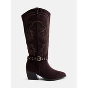 Madden NYC Women's Faux Suede Western Buckle Boots