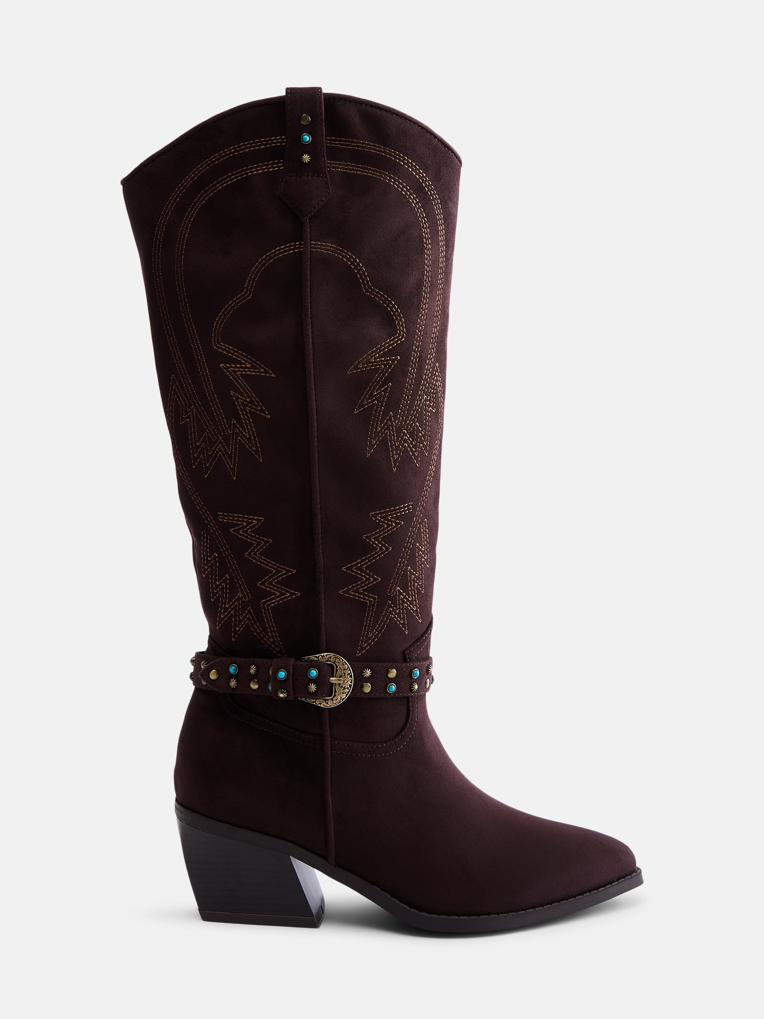 Madden NYC Women's Faux Suede Western Buckle Boots