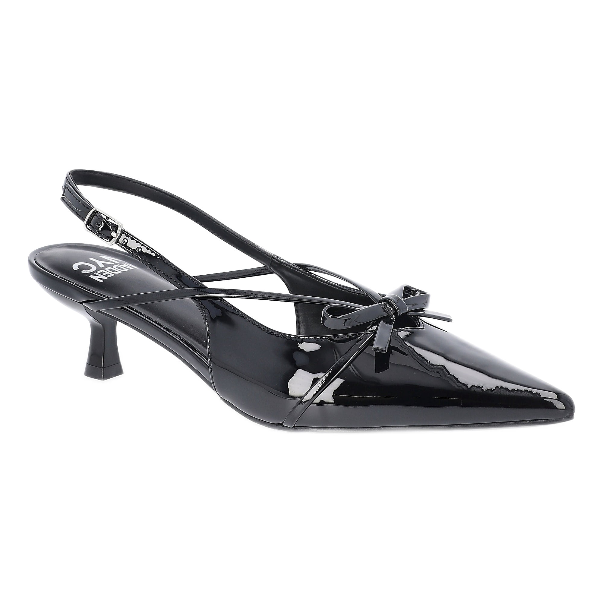 Madden NYC Women's Shiny Faux Leather Slingback Heels with Bow