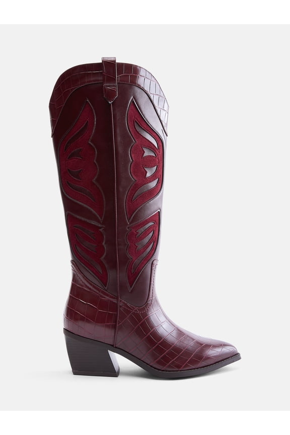 Women's Faux Leather Croco Butterfly Boots