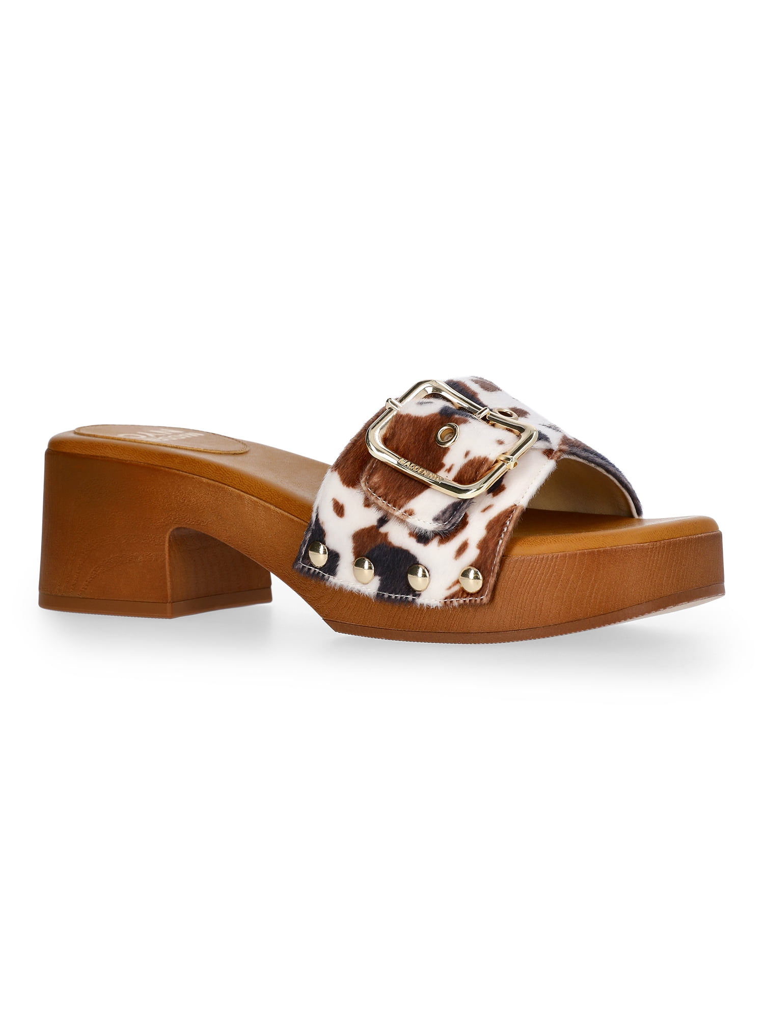 Madden NYC Women's Clog Heel Sandals, Cow Print