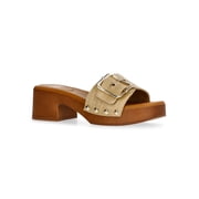 Women's Clog Heel Sandals, Raffia