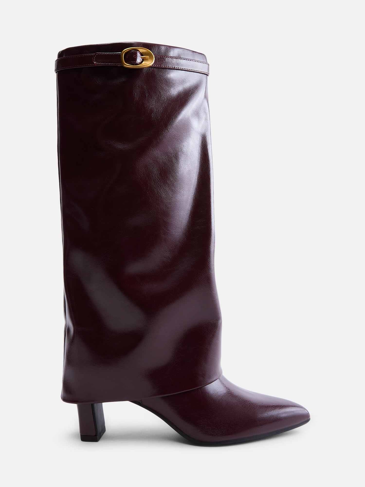 Madden NYC Women's Fold Over Faux Leather Buckle Boots