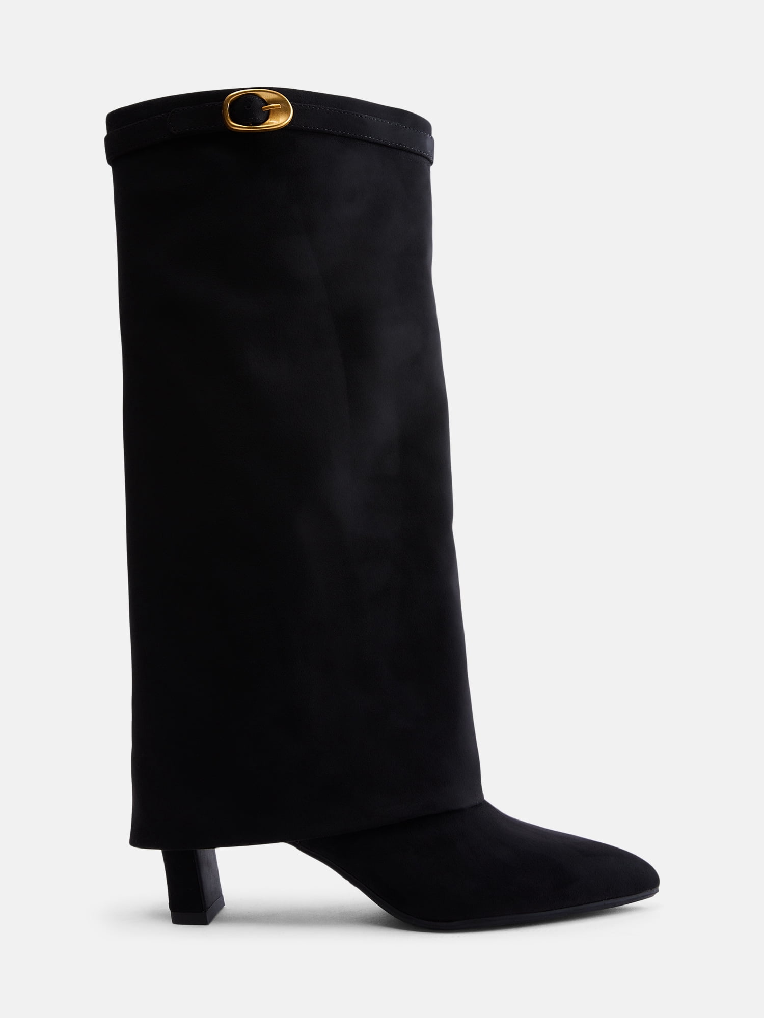 Madden NYC Women's Fold Over Faux Suede Buckle Boots