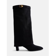 Madden NYC Womens Fold Over Faux Suede Buckle Boots