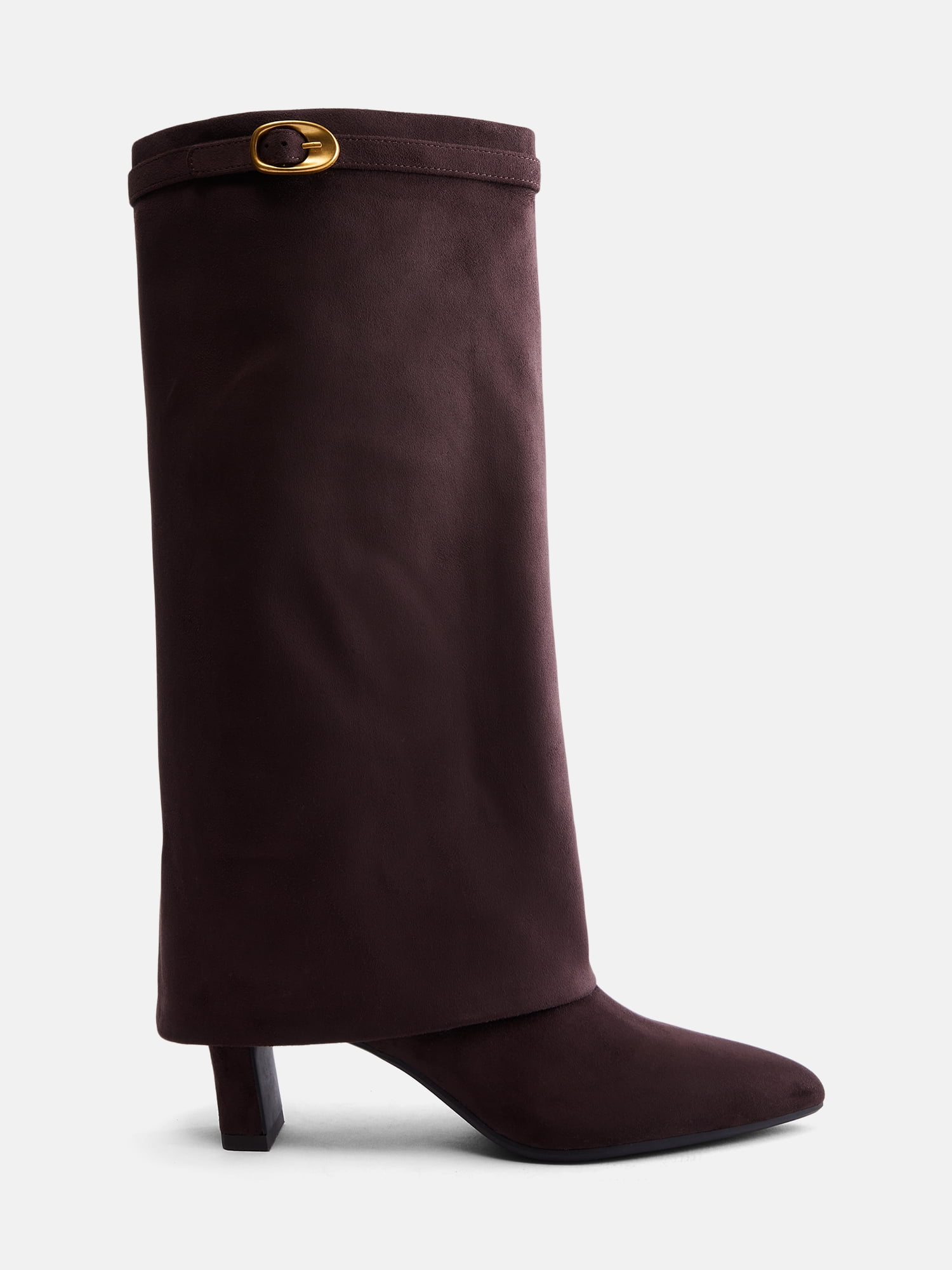 Madden NYC Women's Fold Over Faux Suede Buckle Boots