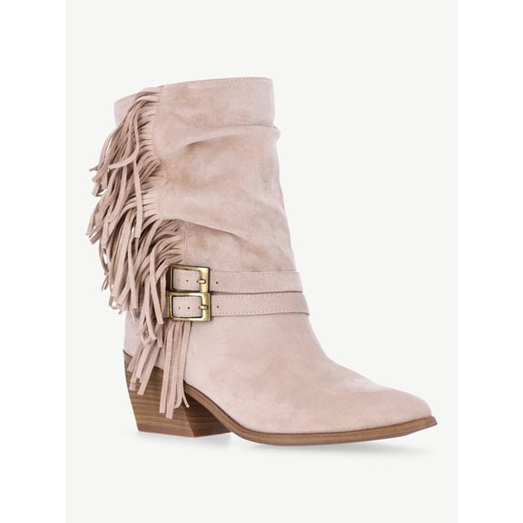 Madden NYC Women's Faux Suede Fringe Boots