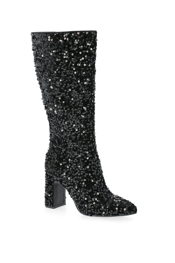 Women's Tall Glitter Block Heel Boots