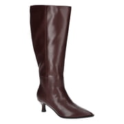 Women's Faux Leather Knee High Boots with Kitten Heel, Wide Calf Available