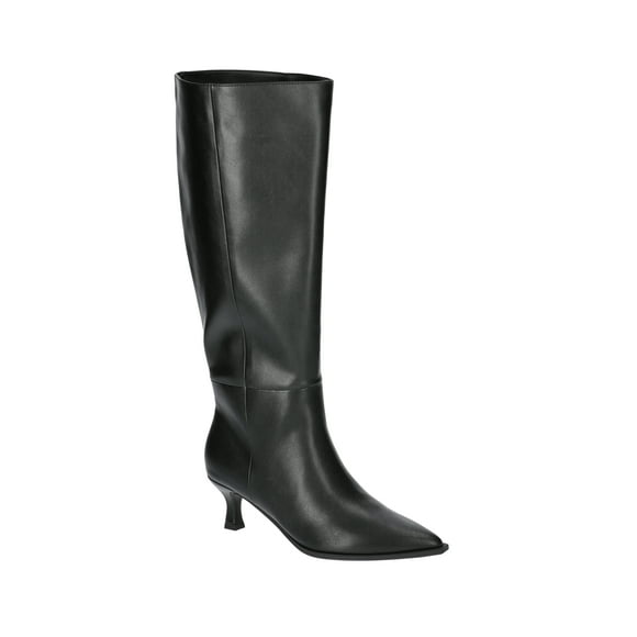 Women's Faux Leather Knee High Boots with Kitten Heel, Wide Calf Available