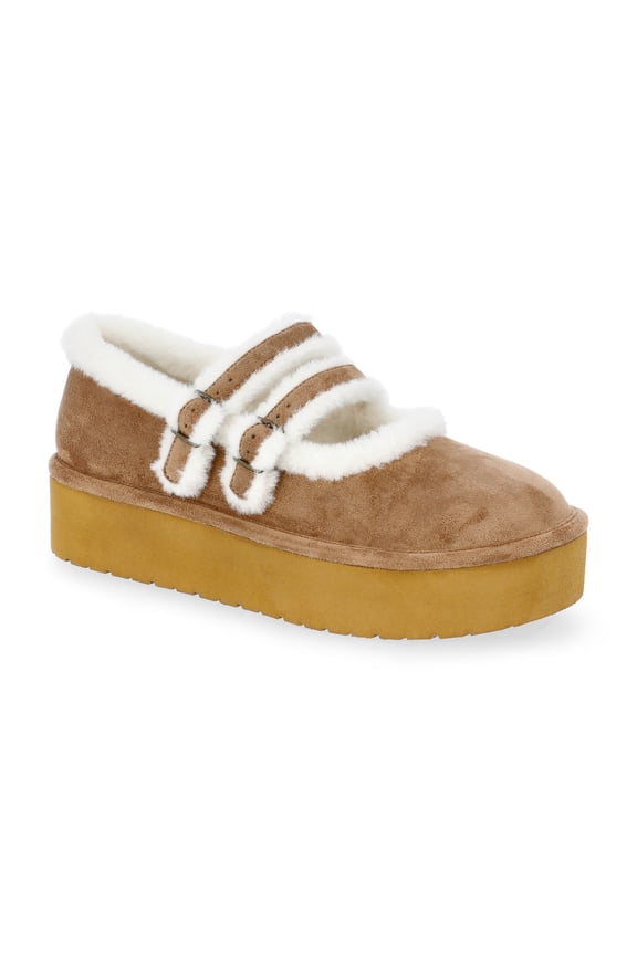 Women's Cozy Platform Mary Janes with Faux Fur Lining