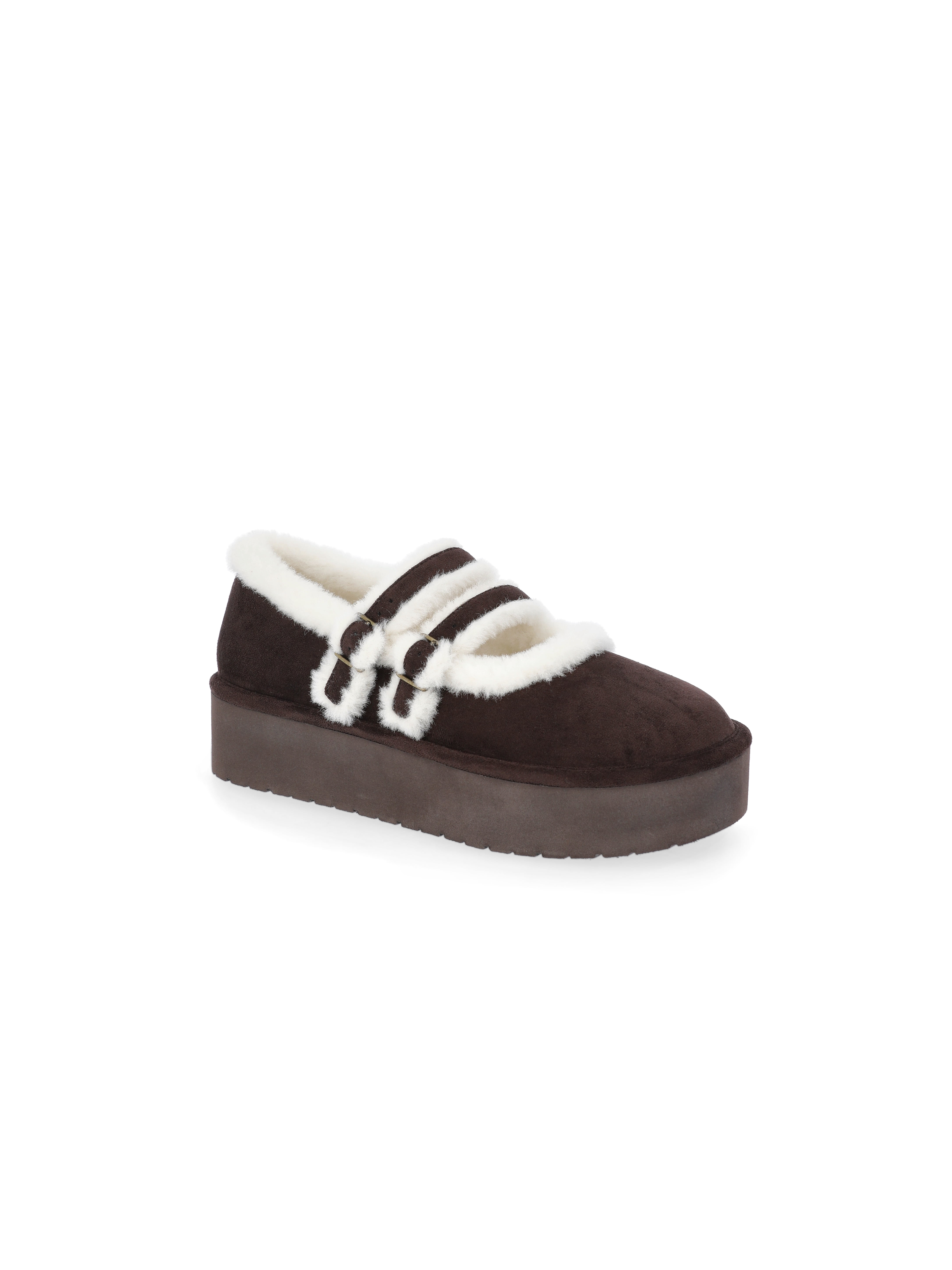 Madden NYC Women's Cozy Platform Mary Janes with Faux Fur Lining