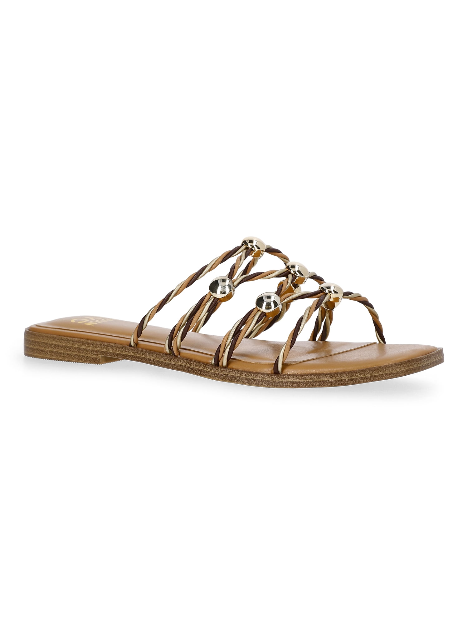 Madden NYC Women's Strappy Studded Slide Sandals