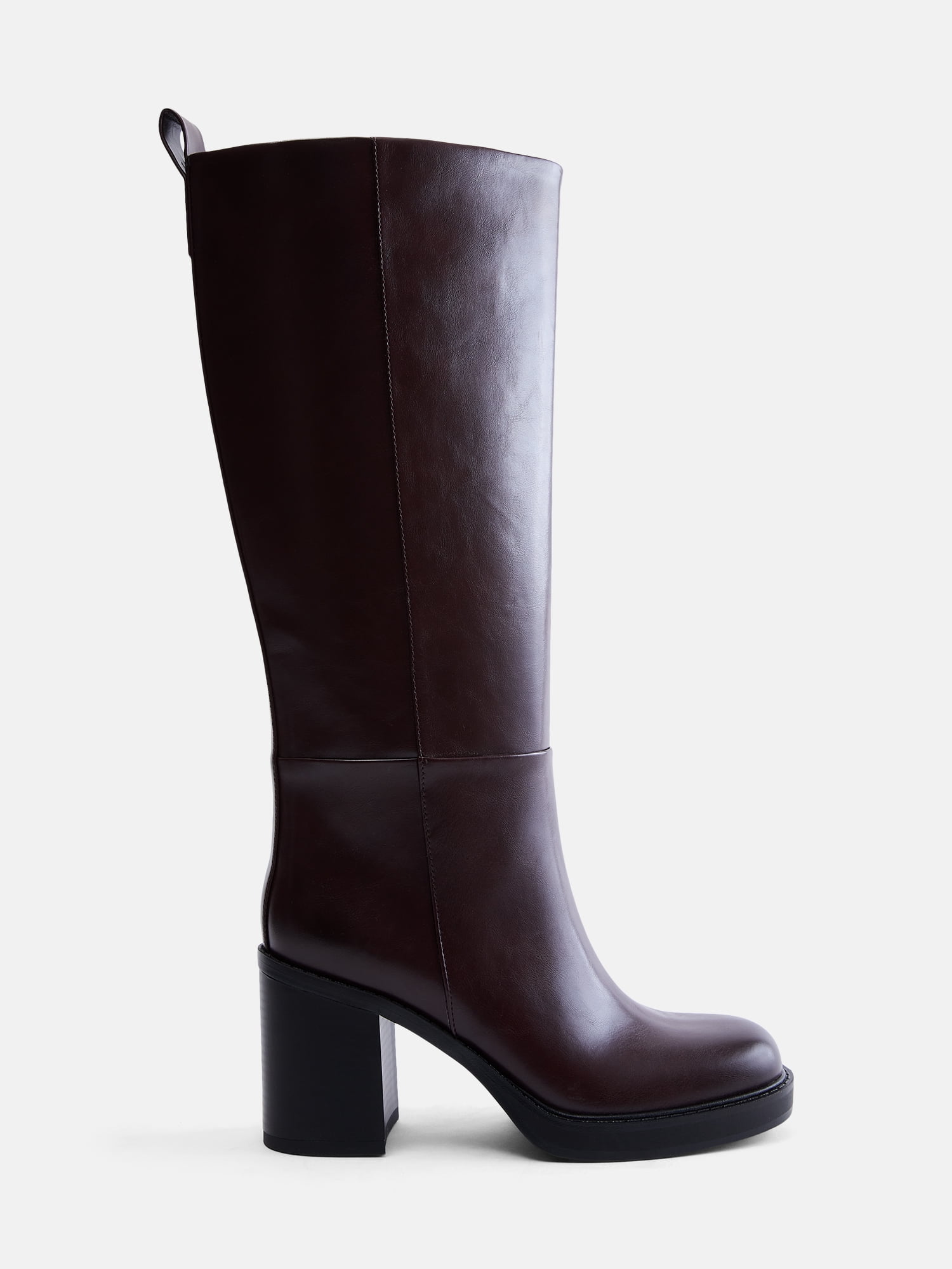 Madden NYC Women's Tall Faux Leather Boots with Stacked Heel