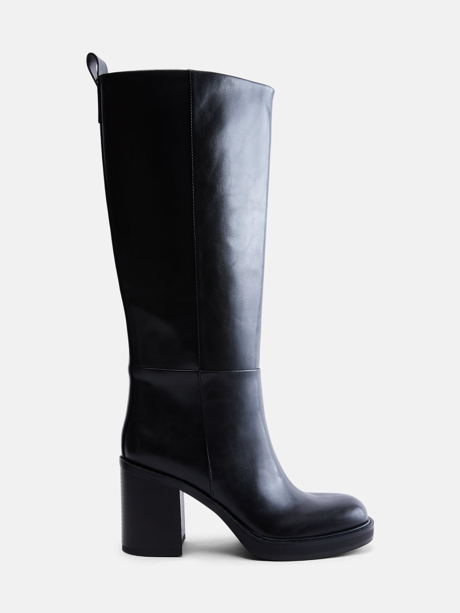 Madden NYC Women's Tall Faux Leather Boots with Stacked Heel