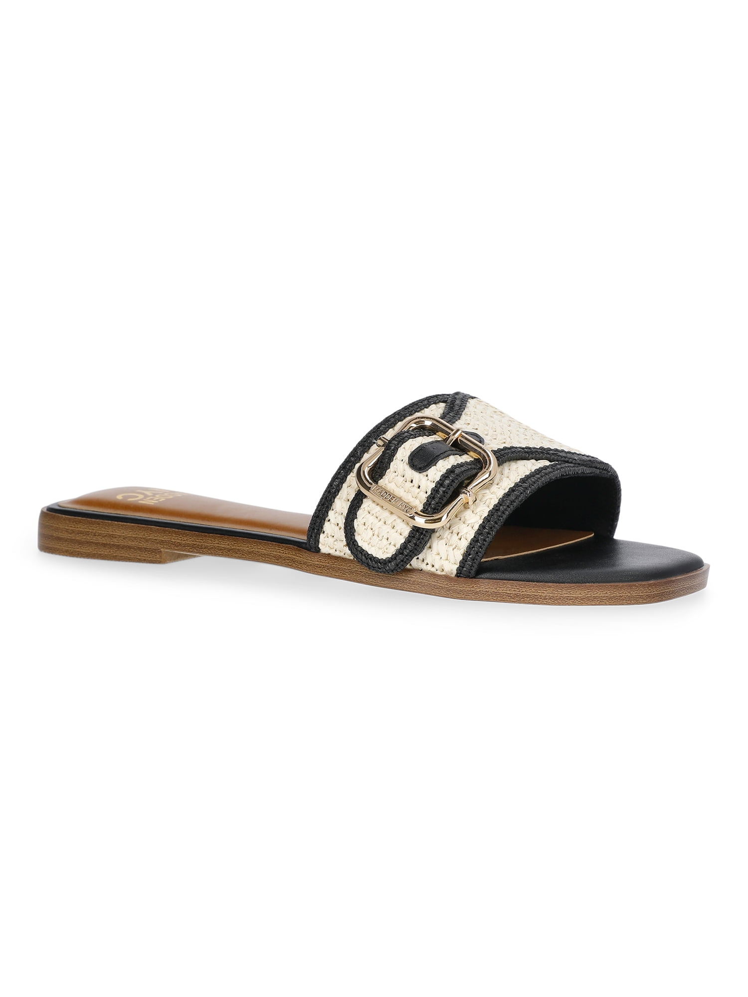 Madden NYC Women's Woven Buckle Slide Sandals