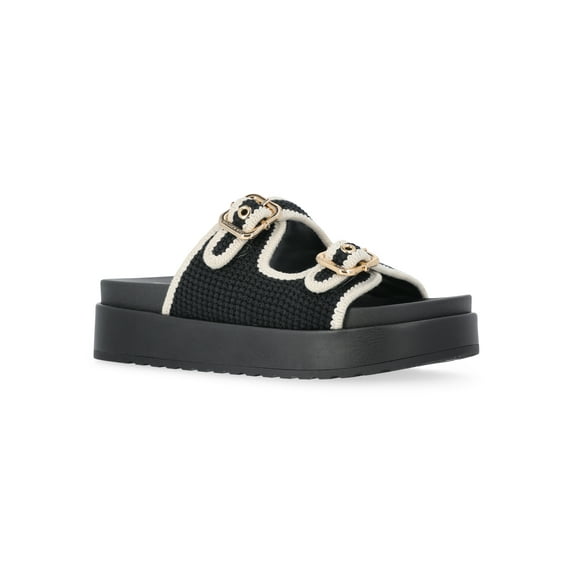 Madden NYC Women's Crochet Buckle Slide Sandals