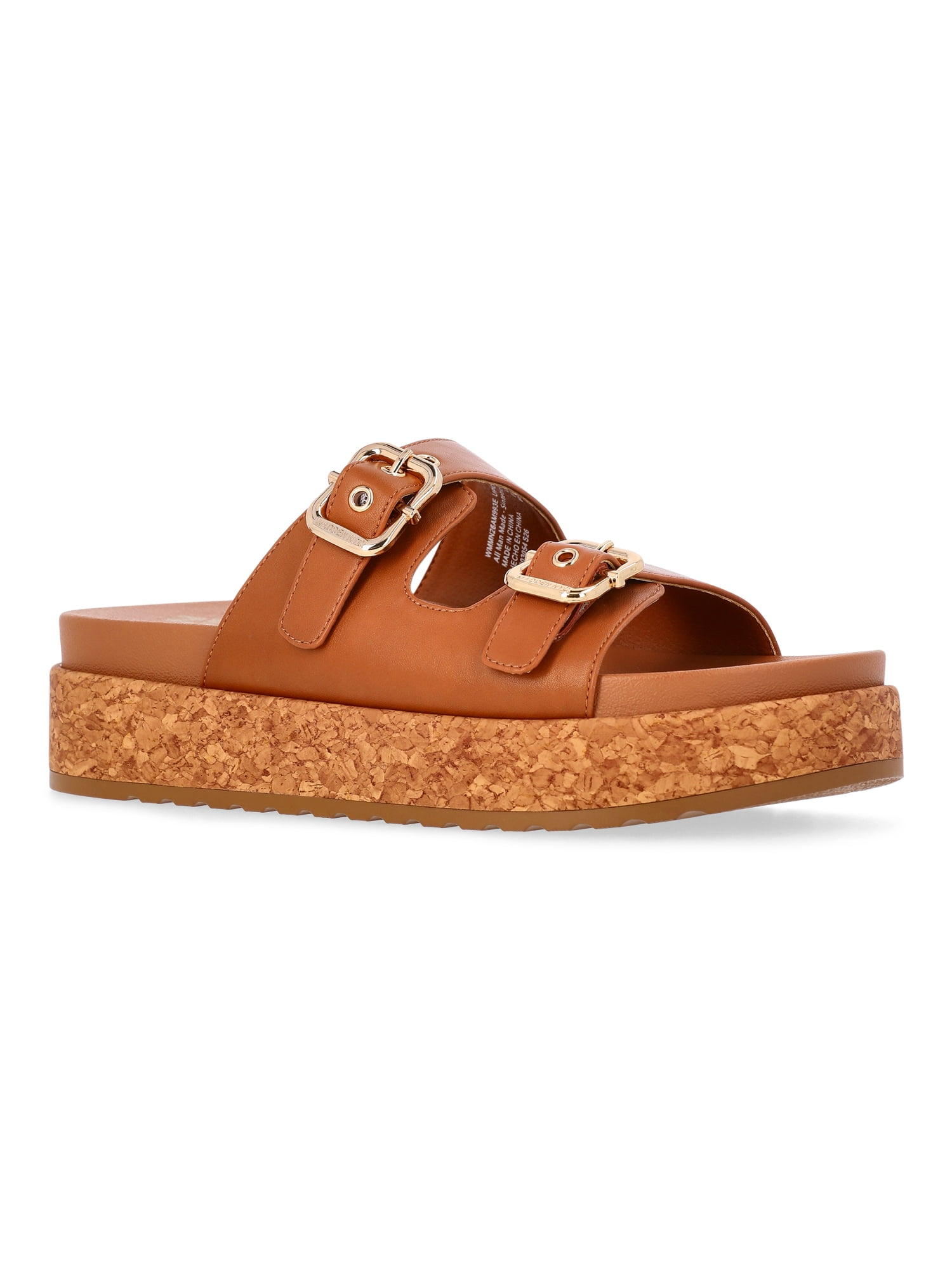 Madden NYC Women's Faux Leather Buckle Slide Sandals - Walmart.com