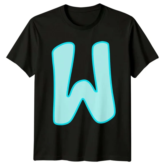 W Monogram Alphabet Mens T Shirt Womens Tee Bubble Letter Graphic Top Initial