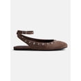 thumbnail image 1 of No Boundaries Women’s Faux Suede Ankle Ballet Flats, 1 of 5
