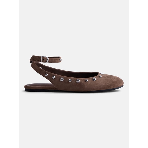 No Boundaries Women’s Faux Suede Ankle Ballet Flats