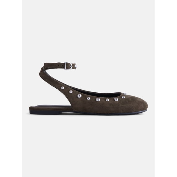 No Boundaries Women’s Faux Suede Ankle Ballet Flats