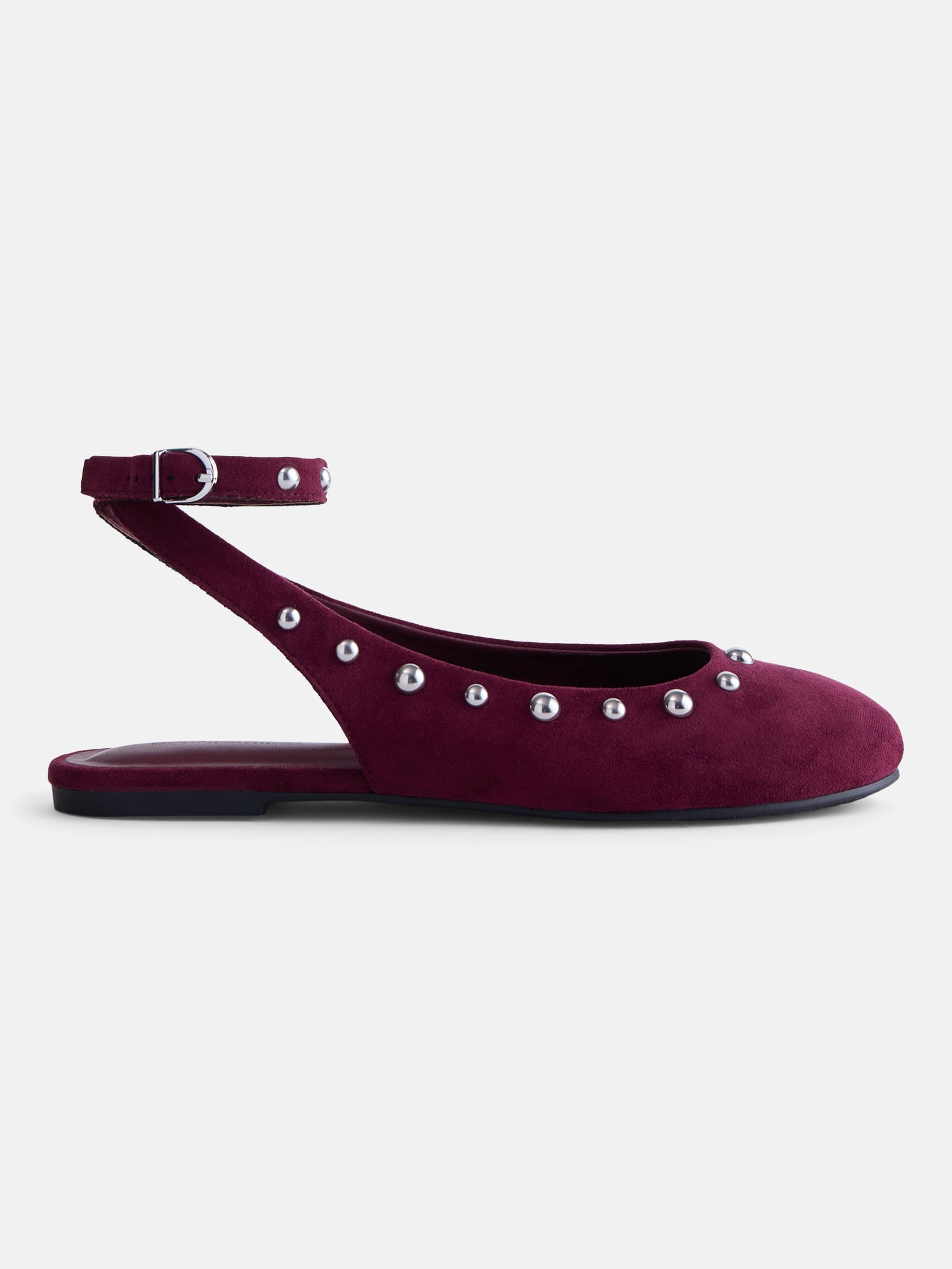 No Boundaries Women’s Faux Suede Ankle Ballet Flats