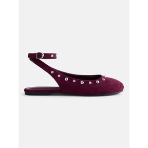 No Boundaries Women’s Faux Suede Ankle Ballet Flats