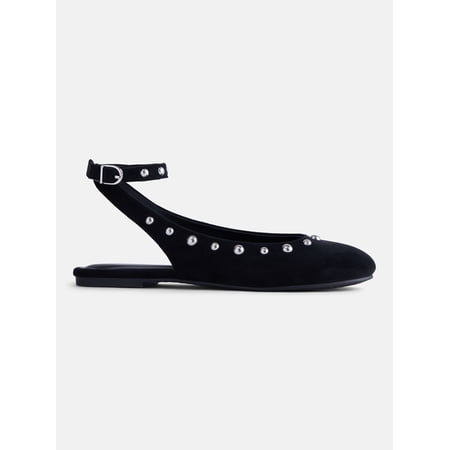 No Boundaries Women’s Faux Suede Ankle Ballet Flats