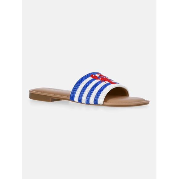 No Boundaries Women's Beaded Slide Sandals