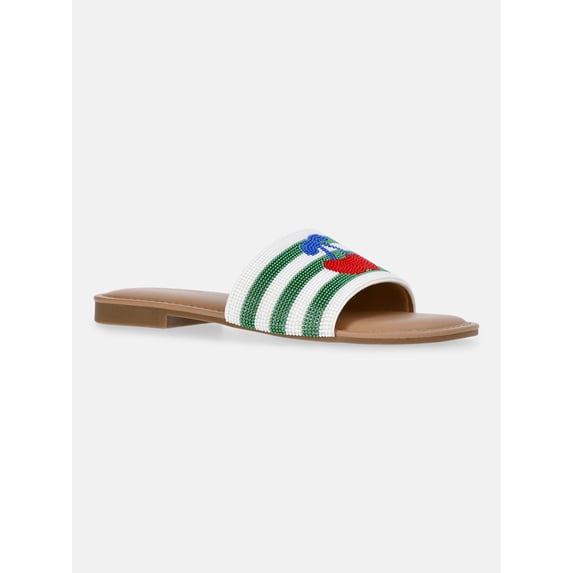 No Boundaries Women's Beaded Slide Sandals