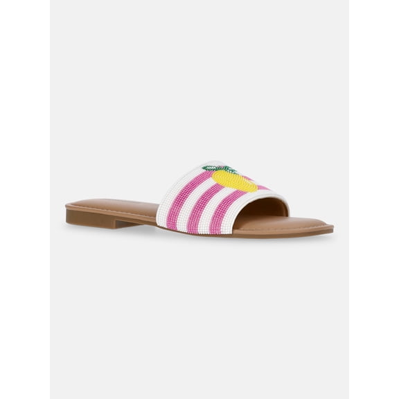 No Boundaries Women's Beaded Slide Sandals