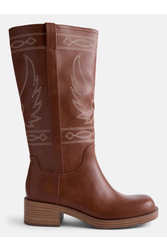 Women's Bird Embroidered Block Heel Boots