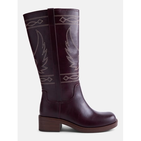 No Boundaries Women's Bird Embroidered Block Heel Boots
