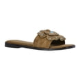 thumbnail image 1 of No Boundaries Studded Faux Suede Flower Slide Sandals, Women's, 1 of 6